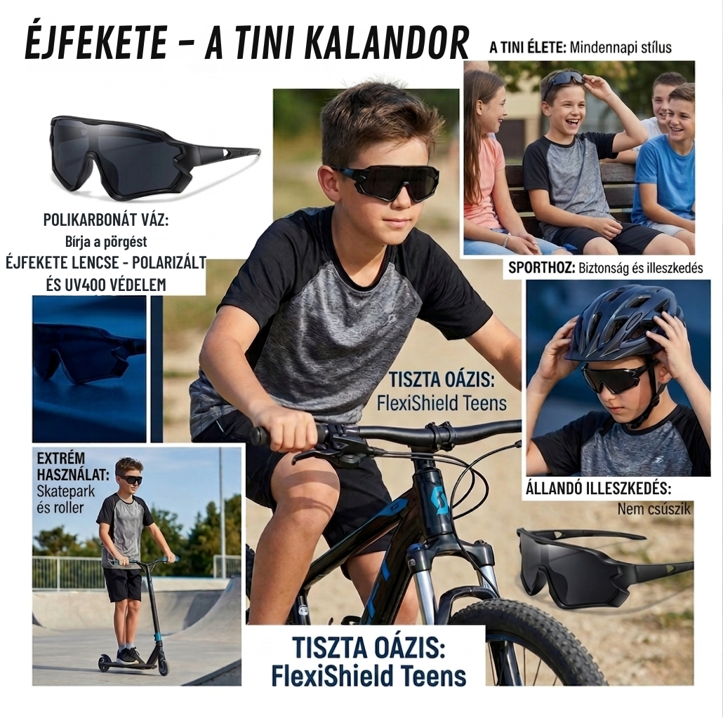FlexiShield Teens (8-15 év) – Polarizált UV400 Tini Napszemüveg