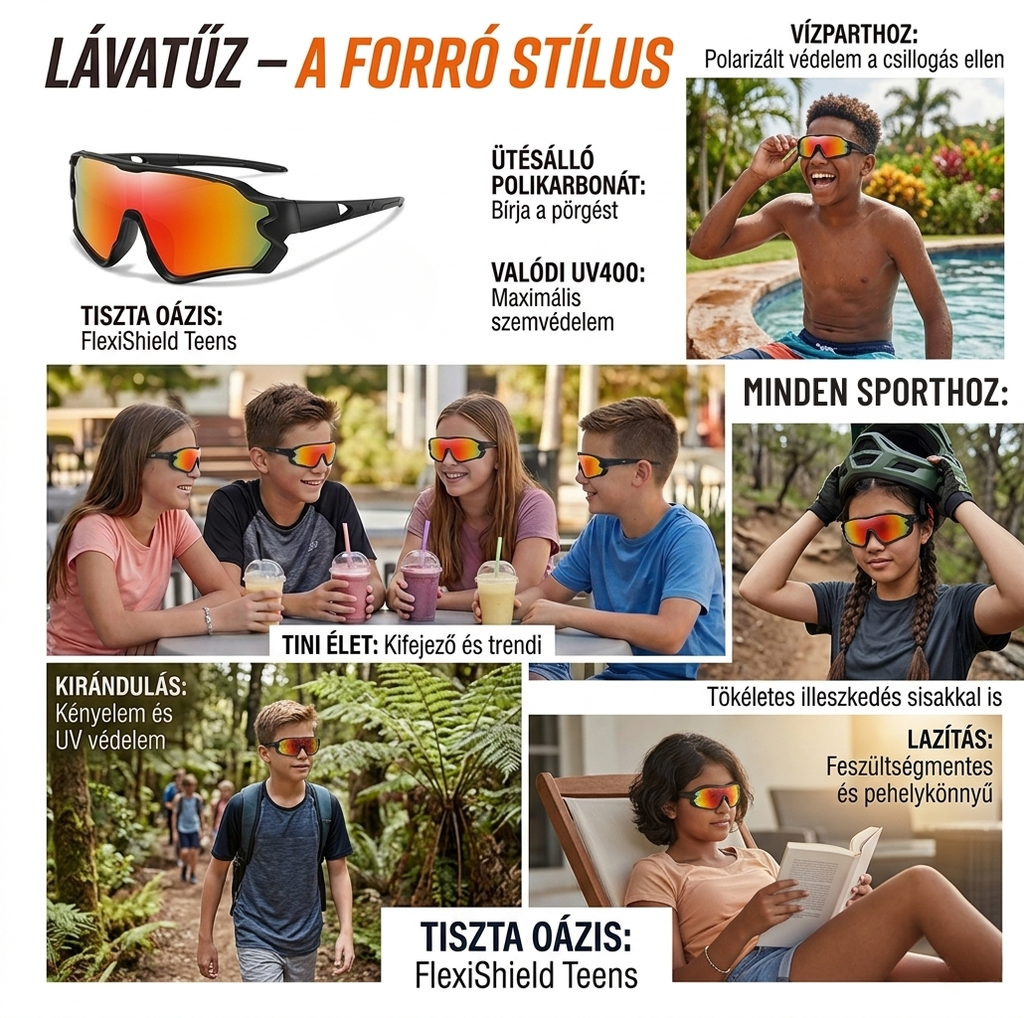 FlexiShield Teens (8-15 év) – Polarizált UV400 Tini Napszemüveg